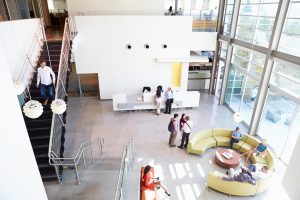 professional office cleaning services - Welcoming office lobby with freshly cleaned floors and furniture