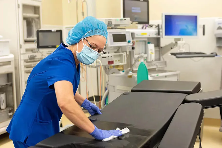 Medical Offices Cleaning Company in Dayton – janitorial staff sanitizing medical facility